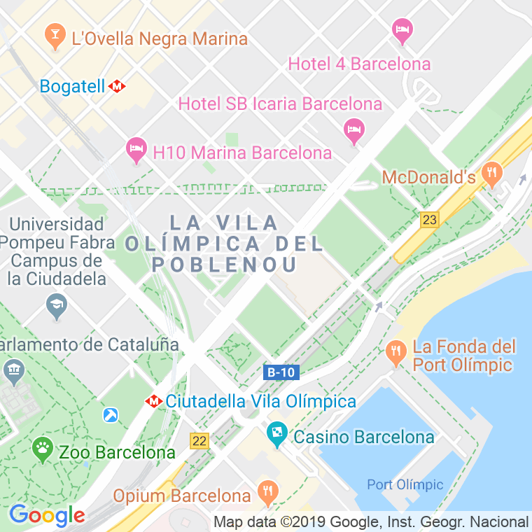 Código Postal calle Icaria, avenida en Barcelona