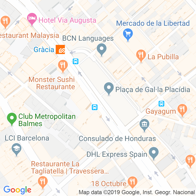 Código Postal calle Gal.la Placidia, De, plaça en Barcelona