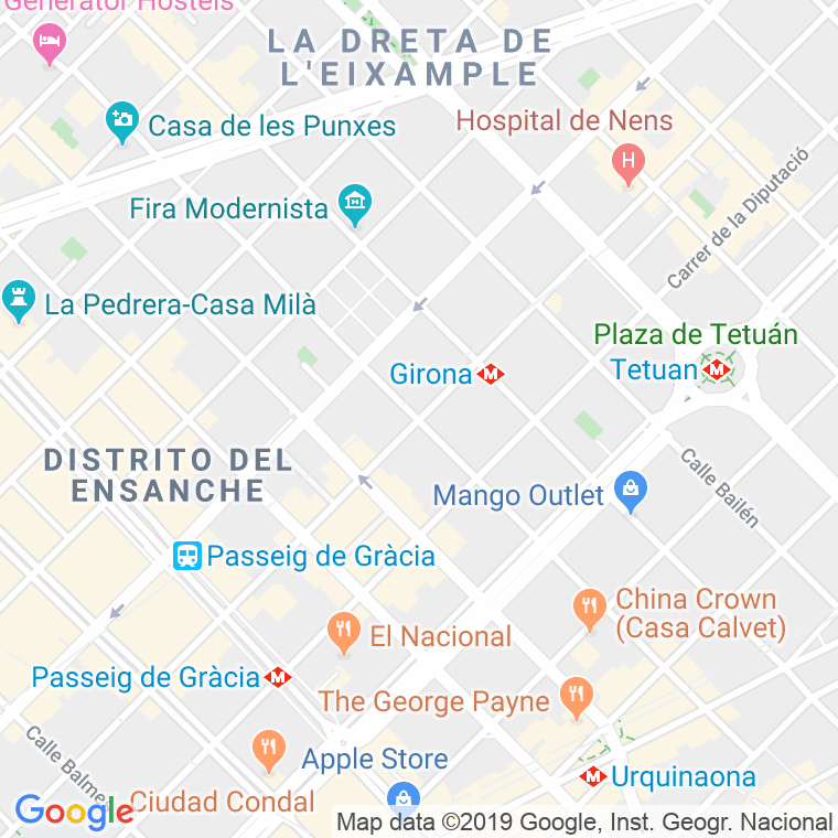 Código Postal calle Bruc   (Impares Del 1 Al 47)  (Pares Del 2 Al 52) en Barcelona