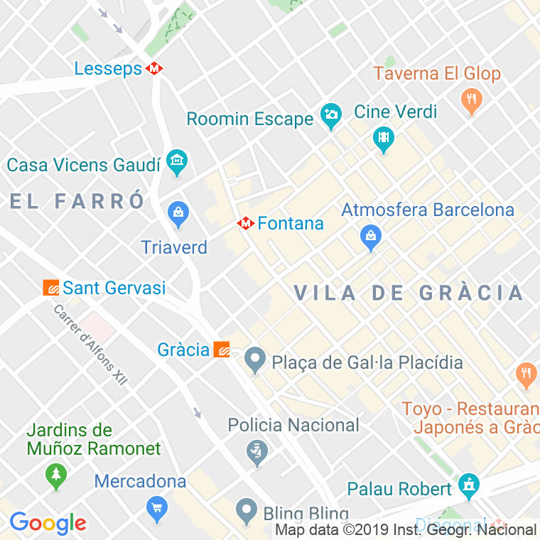 Código Postal calle Gran De Gracia en Barcelona
