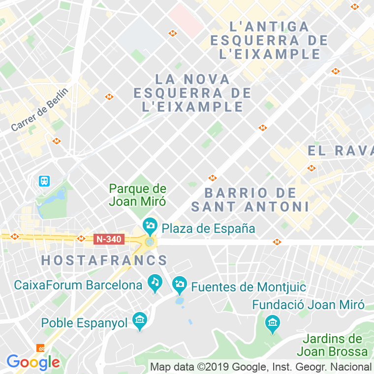 Código Postal calle Joan Miro, De, parc (Impares Del 1 Al Final)  (Pares Del 2 Al Final) en Barcelona