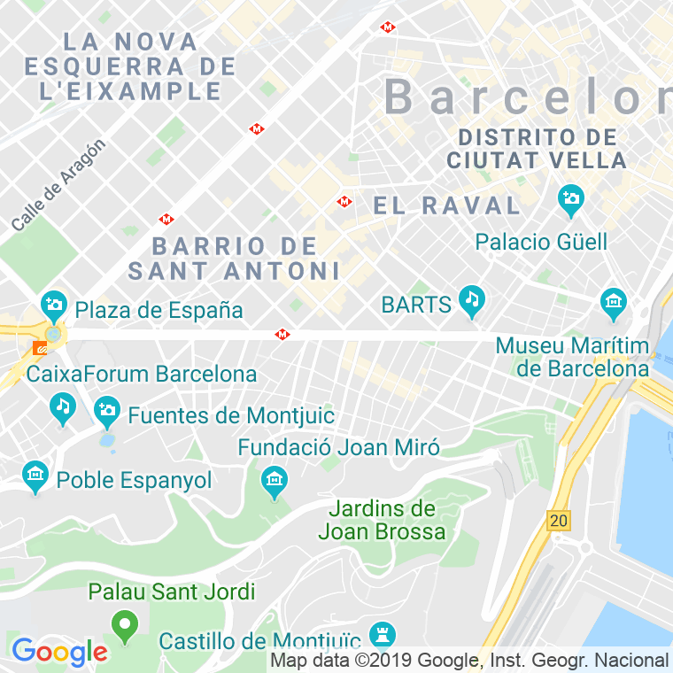 Código Postal calle Paral.lel, Del, avinguda (Pares Del 82 Al Final) en Barcelona