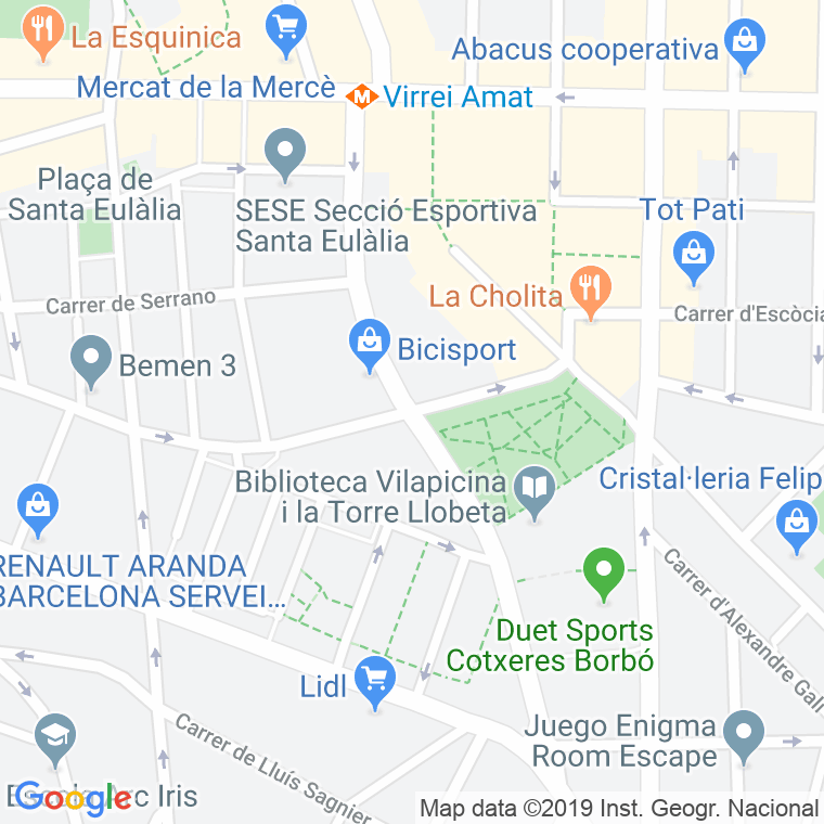 Código Postal calle Costa I Cuxart, De   (Impares Del 25 Al Final)  (Pares Del 14 Al Final) en Barcelona