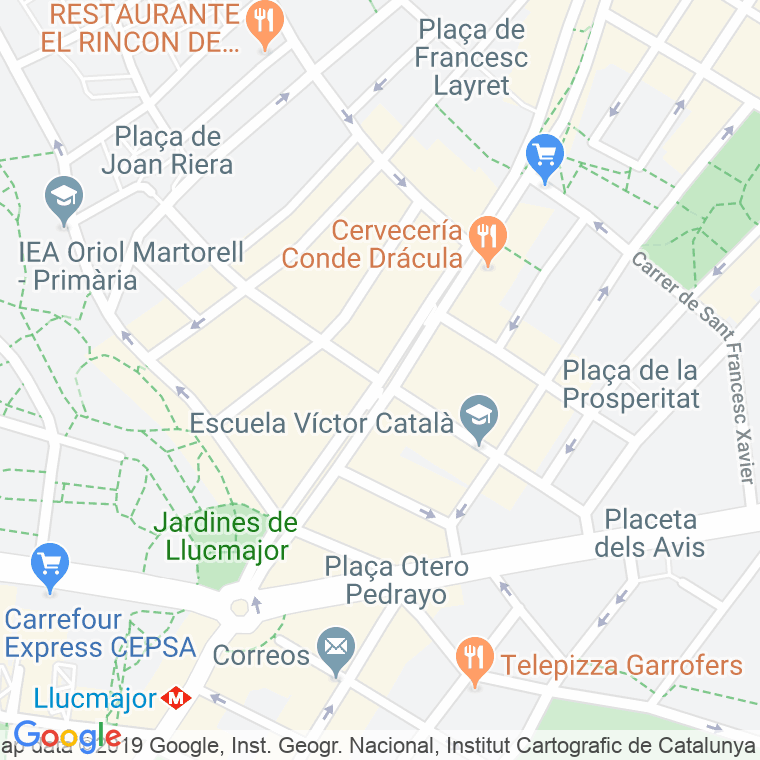 Código Postal calle Font D'en Canyelles   (Impares Del 1 Al 59)  (Pares Del 2 Al 58) en Barcelona