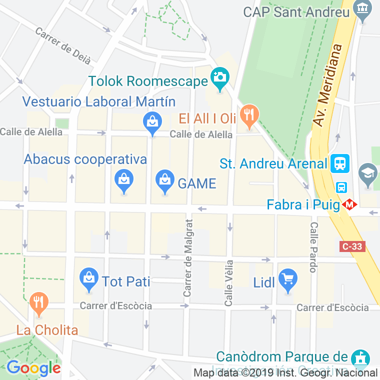 Código Postal calle Malgrat en Barcelona