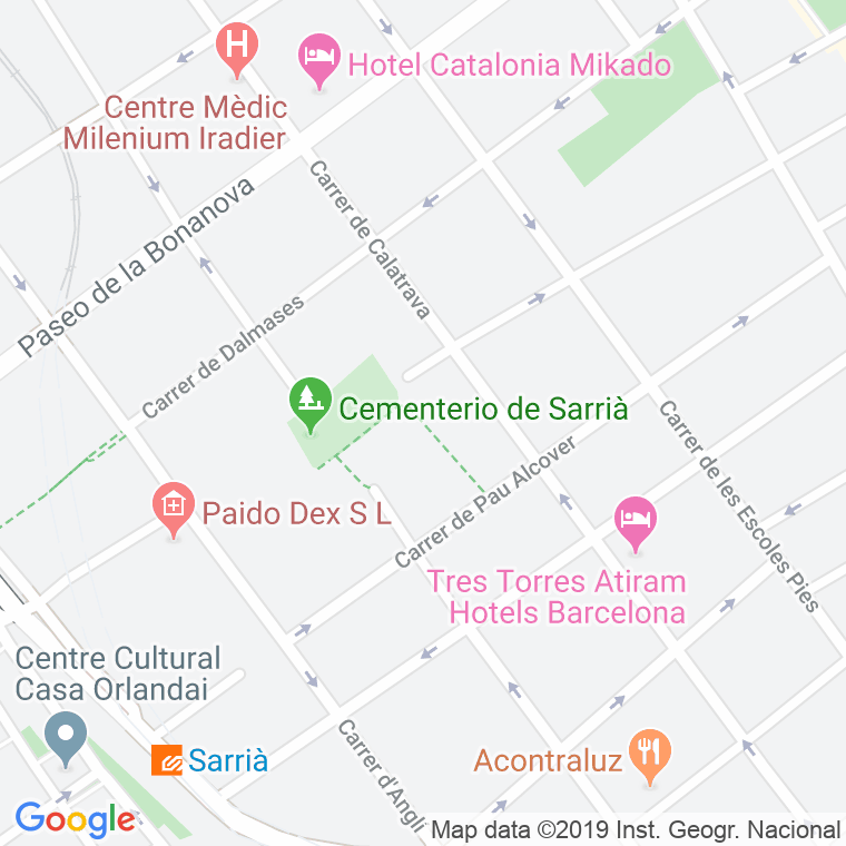 Código Postal calle Cementiri De Sarria, Del, cami en Barcelona
