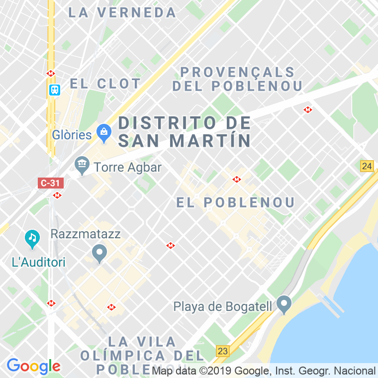 Código Postal calle Poblenou, Del, rambla (Impares Del 115 Al Final)  (Pares Del 122 Al Final) en Barcelona