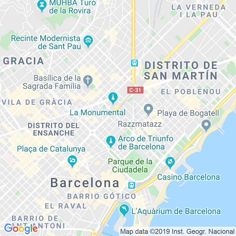 Código Postal calle Marina, De La, passatge (Impares Del 1 Al Final)  (Pares Del 2 Al Final) en Barcelona