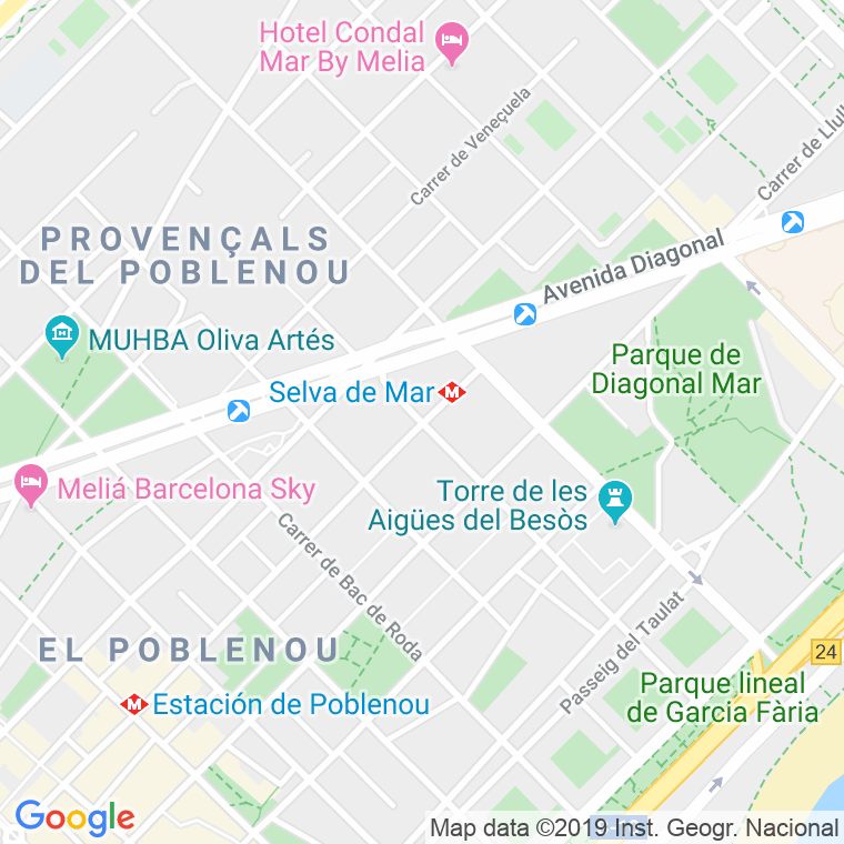 Código Postal calle Provençals   (Impares Del 1 Al 121)  (Pares Del 2 Al 128) en Barcelona