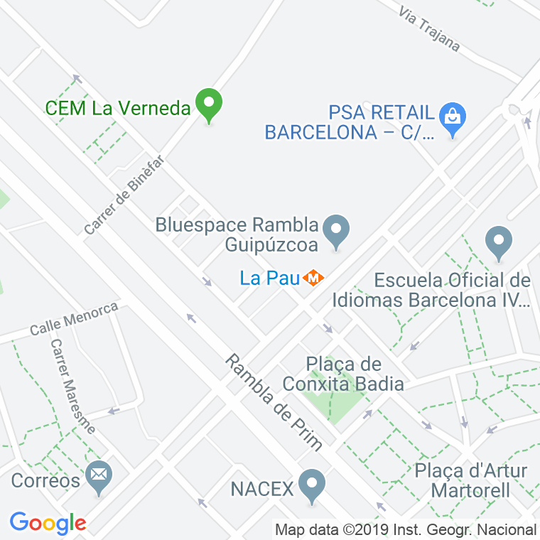 Código Postal calle Ca N'oliva, passatge en Barcelona