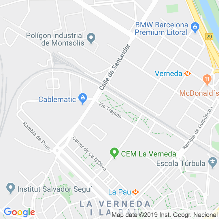 Código Postal calle "B" De La Via Trajana, passatge en Barcelona