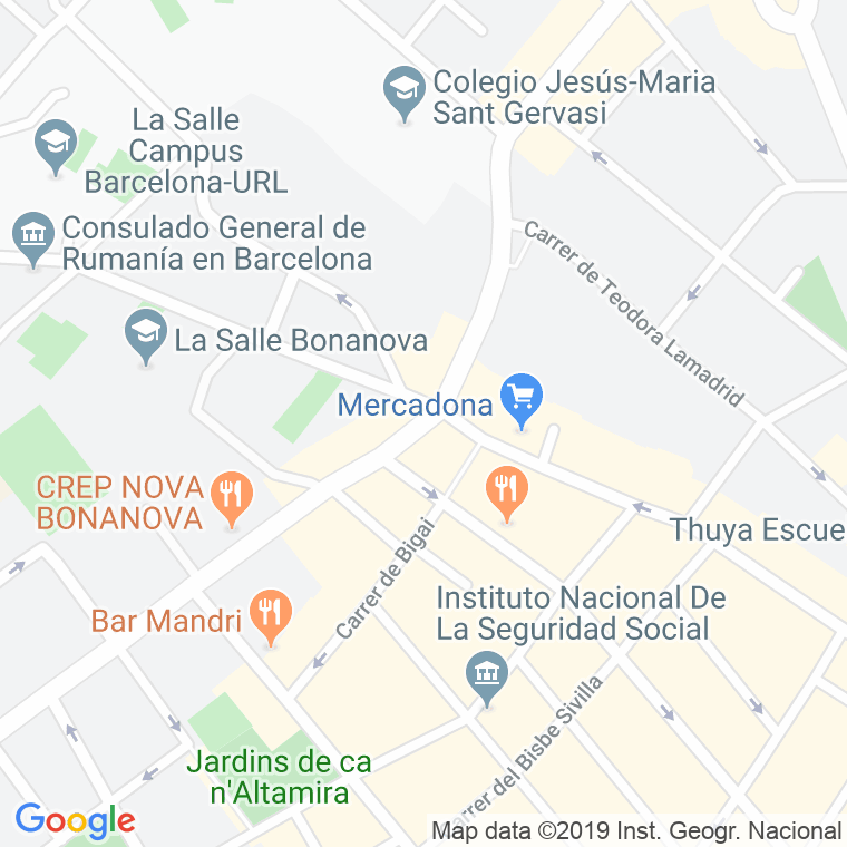 Código Postal calle Bonanova, plaça (Impares Del 1 Al Final)  (Pares Del 2 Al Final) en Barcelona