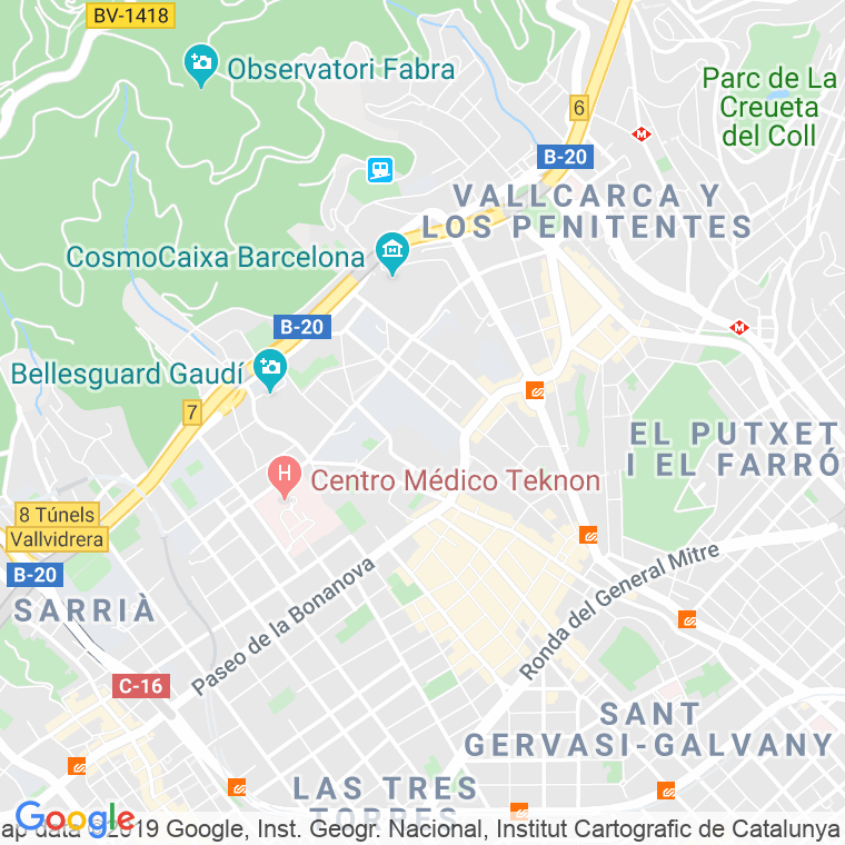 Código Postal calle Sant Gervasi De Cassoles, De en Barcelona
