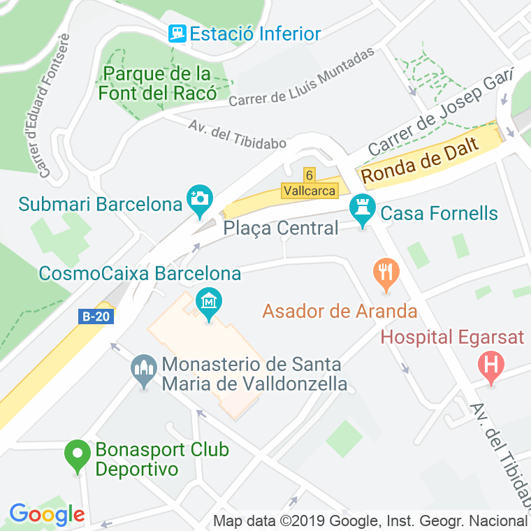 Código Postal calle Teodor Roviralta   (Impares Del 1 Al 55)  (Pares Del 2 Al 40) en Barcelona