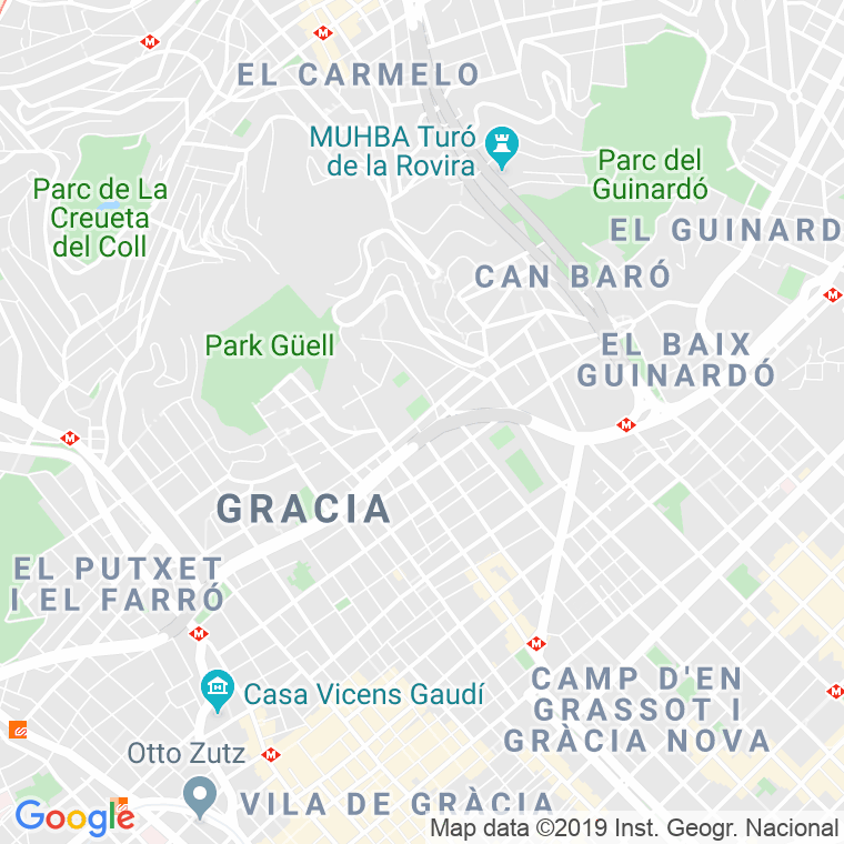 Código Postal calle Carmel, Del, parc (Impares Del 1 Al Final)  (Pares Del 2 Al Final) en Barcelona