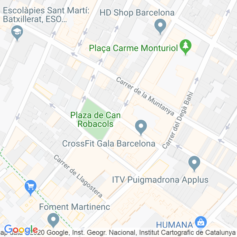 Código Postal calle Can Robacols, De, plaça en Barcelona