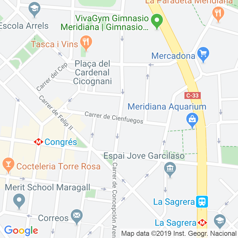 Código Postal calle Cienfuegos en Barcelona