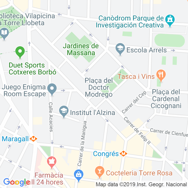 Código Postal calle Doctor Modrego, plaça en Barcelona