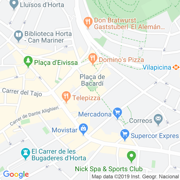 Código Postal calle Bacardi, plaça (Impares Del 1 Al Final)  (Pares Del 2 Al Final) en Barcelona