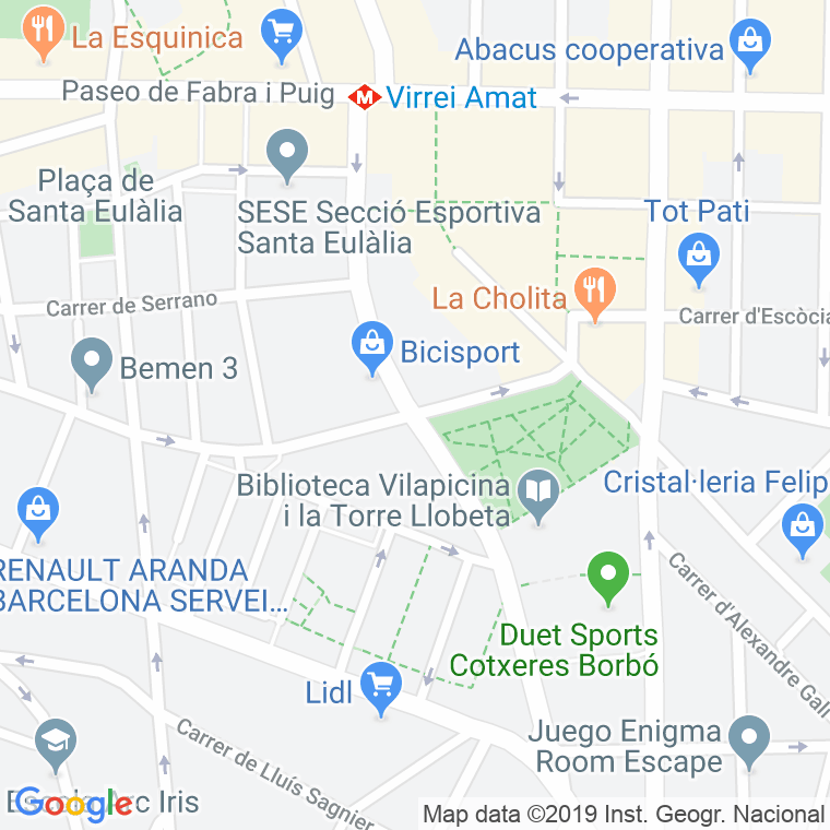 Código Postal calle Costa I Cuxart, De   (Impares Del 1 Al 23)  (Pares Del 2 Al 12) en Barcelona