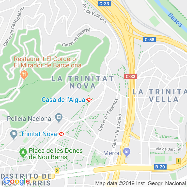 Código Postal calle Barri Trinitat Nova en Barcelona