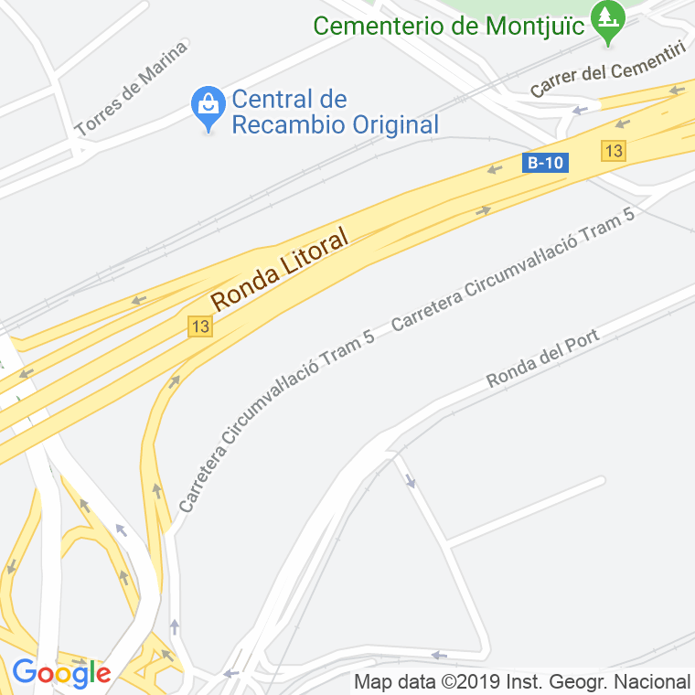 Código Postal calle Circunval-lacio Tram 5, carretera en Barcelona