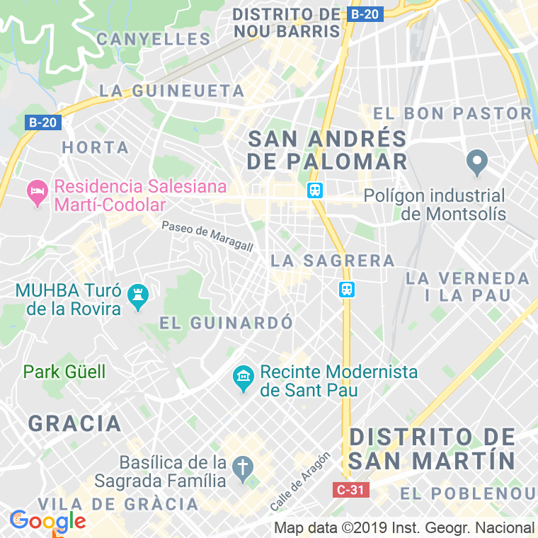 Código Postal calle Maragall, De, passeig (Impares Del 25 Al 215)  (Pares Del 26 Al 96) en Barcelona