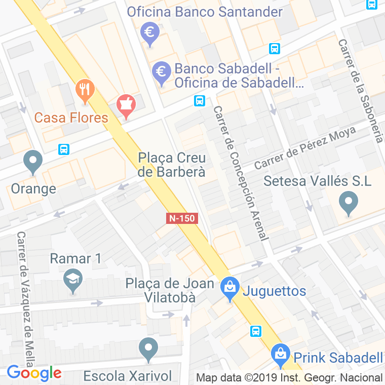 Código Postal calle Creu De Barbera, plaça en Sabadell