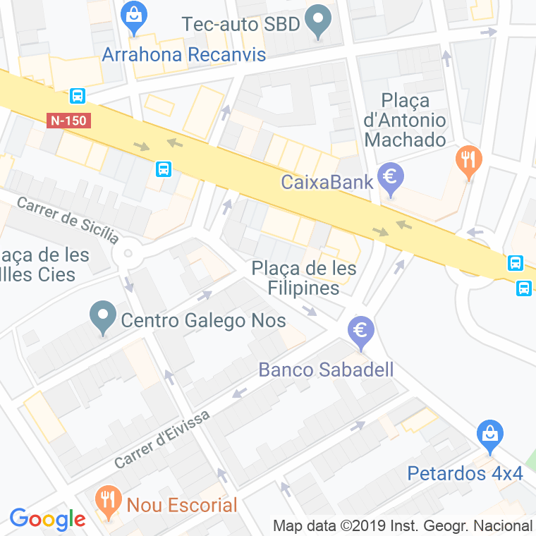 Código Postal calle Filipines, De Les, plaça en Sabadell