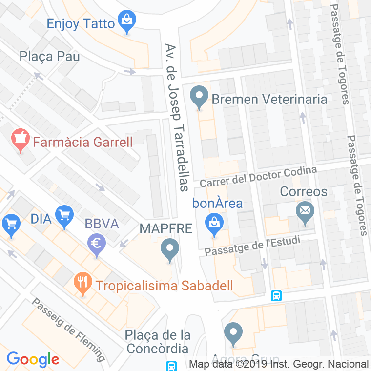 Código Postal calle Josep Tarradellas, De, avinguda (Pares Del 2 Al Final) en Sabadell