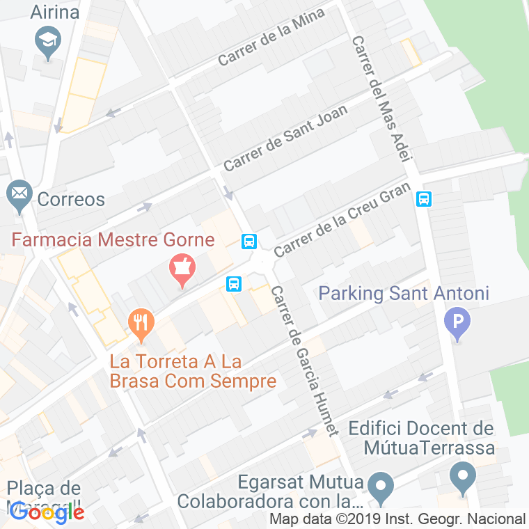 Código Postal calle Creu Gran, plaça en Terrassa