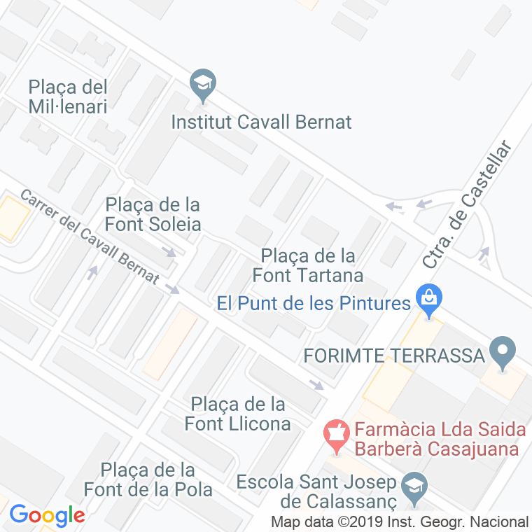 Código Postal calle Font De La Tartana, De La, plaça en Terrassa