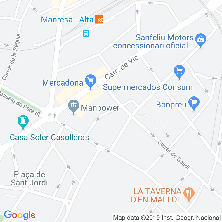 Código Postal calle Merce, paratge en Manresa
