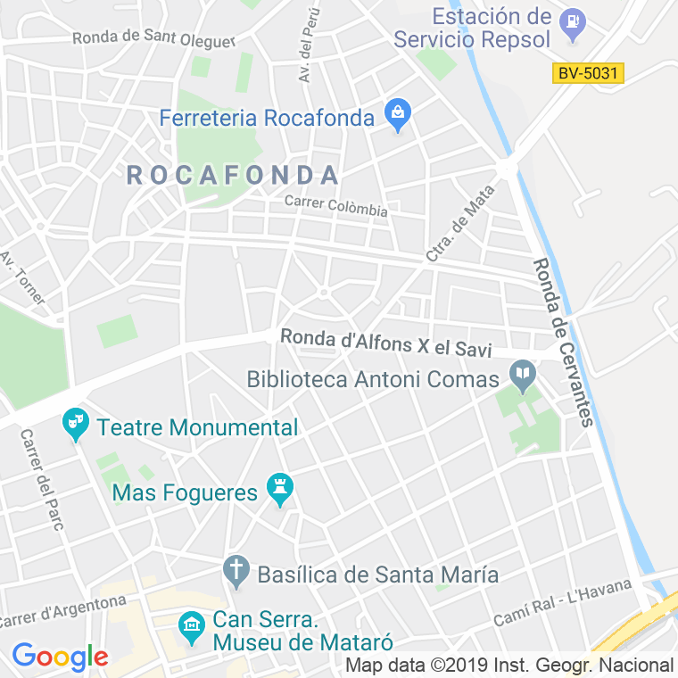 Código Postal calle Alfons X El Savi, ronda (Impares Del 1 Al Final) en Mataró