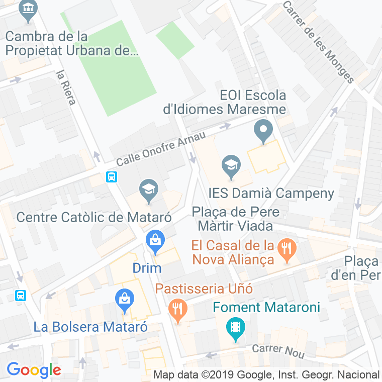 Código Postal calle Bous, Dels, plaça en Mataró