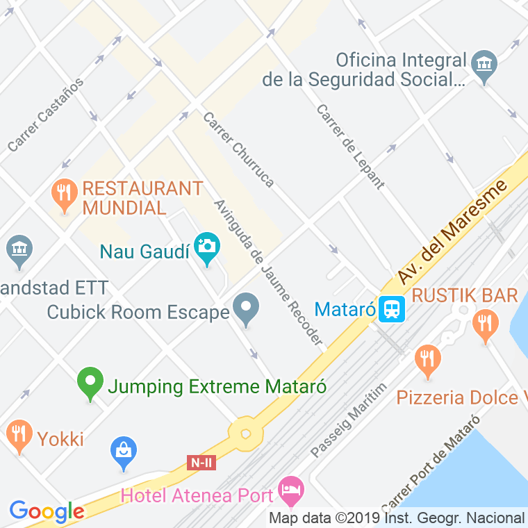 Código Postal calle Jaume Recoder, avinguda en Mataró