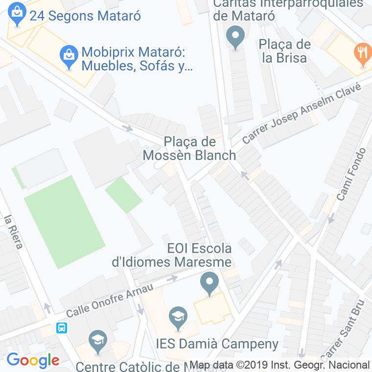 Código Postal calle Mossen Blanch, plaça en Mataró