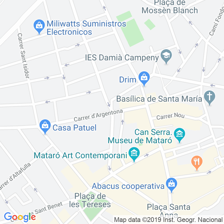 Código Postal calle Argentona en Mataró