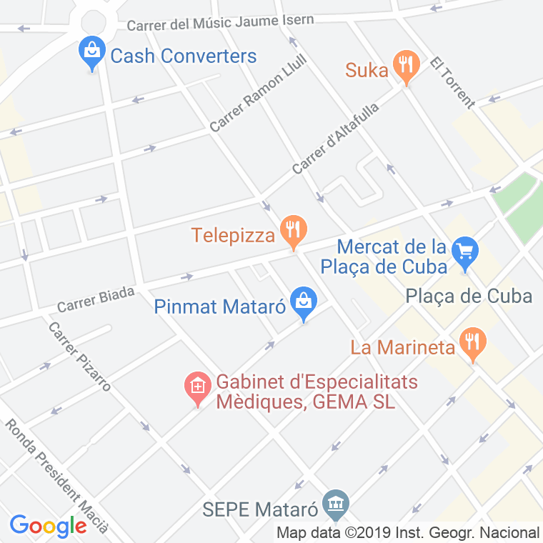 Código Postal calle Ca L'ymbern, De, passatge en Mataró