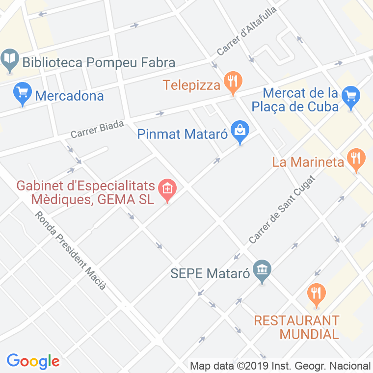 Código Postal calle General Torrijos en Mataró