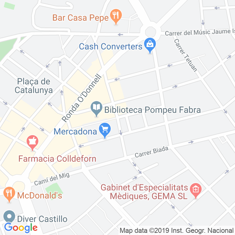 Código Postal calle Occitania, plaça en Mataró