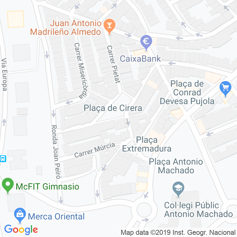 Código Postal calle Cirera, plaça en Mataró