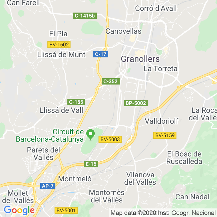 Código Postal calle Ca La Nuria, masia en Granollers