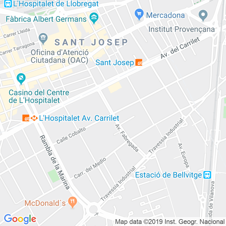 Código Postal calle Fabregada, avenida (Impares Del 85 Al Final)  (Pares Del 54 Al Final) en Hospitalet de Llobregat,l'