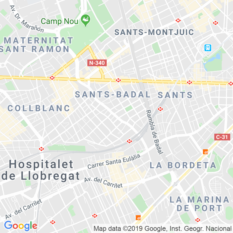 Código Postal calle Riera Blanca, De La (Nº Impares Ver Barcelona Callejero)   (Pares Del 174 Al Final) en Hospitalet de Llobregat,l'