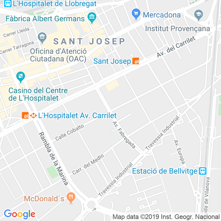 Código Postal calle Fabregada, avenida (Impares Del 1 Al 83)  (Pares Del 2 Al 52) en Hospitalet de Llobregat,l'