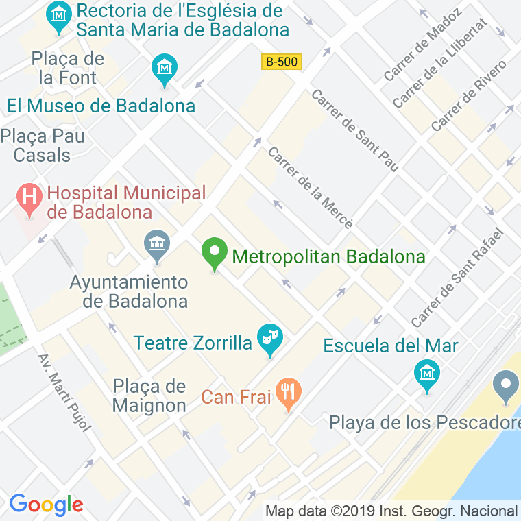 Código Postal calle Fra Basili De Sant Josep en Badalona