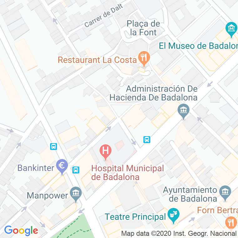 Código Postal calle Pau Casals, plaça en Badalona