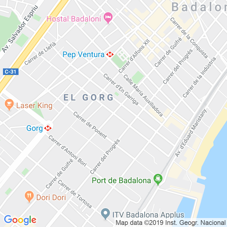 Código Postal calle Cervantes en Badalona
