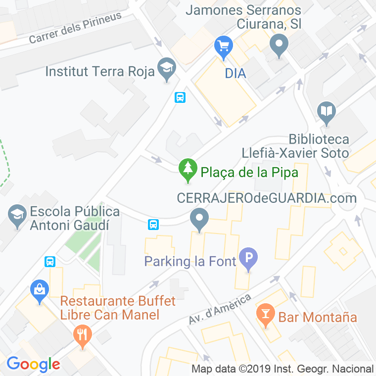 Código Postal calle Pipa, De La, plaça en Badalona